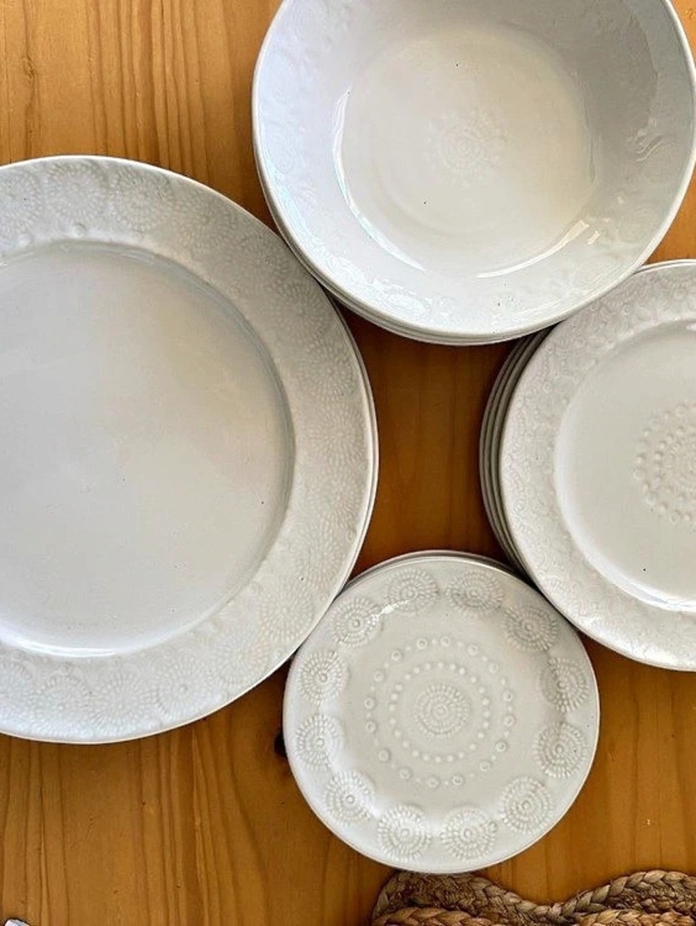 Anthropologie Old Havana white bread plates set of 4